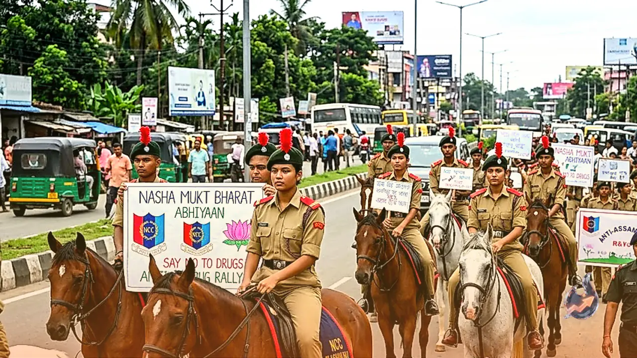 NCC cadets hold horse-mounted rally in Guwahati against drug abuse