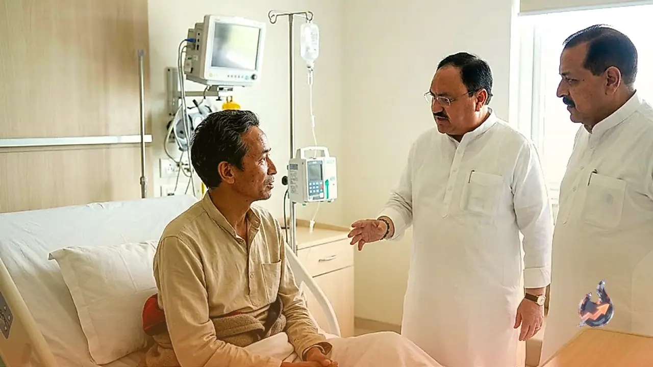 Union Ministers JP Nadda and Jitendra Singh Visit Hunger Striking Sonam Wangchuk at Medanta Hospital Amid NEET Protests