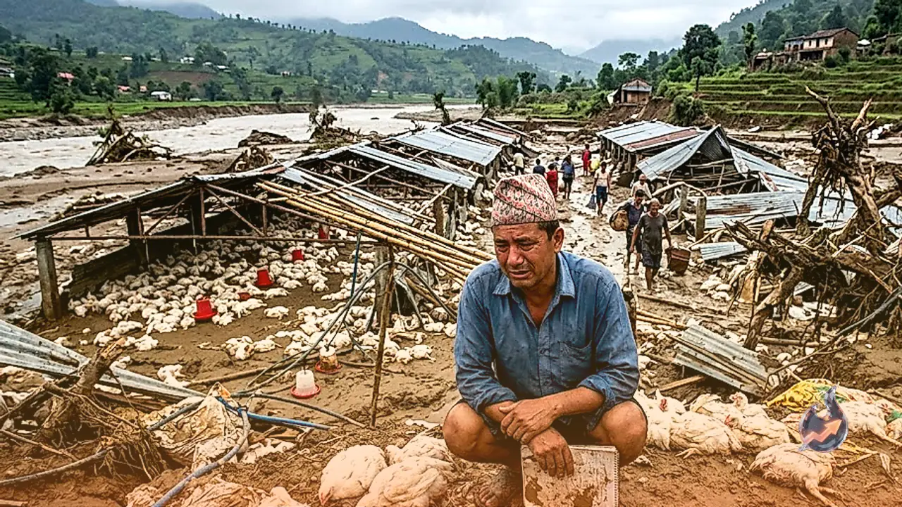 नेपाल बाढ़ का तांडव: पोल्ट्री मालिक रामकृष्ण की 22,000 मुर्गियां बही, 939 लोगों की मौत