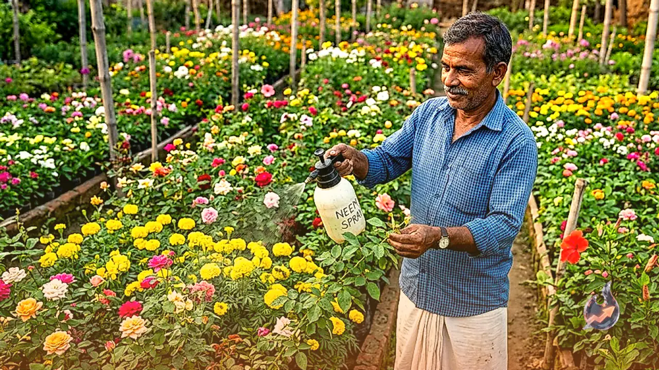 नीम की पत्तियां और शैंपू मिलाकर देसी कीटनाशक बनाते हैं सारण के नरेंद्र सिंह, 2000 से ज्यादा फूलों की ऐसे करते हैं सुरक्षा