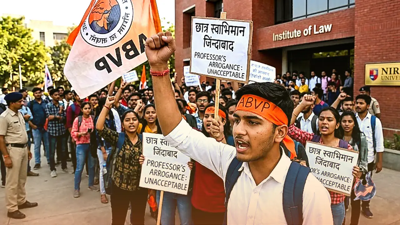Nirma University Row Erupts as ABVP Protests Over Professor Grabbing Student by Collar on Stage