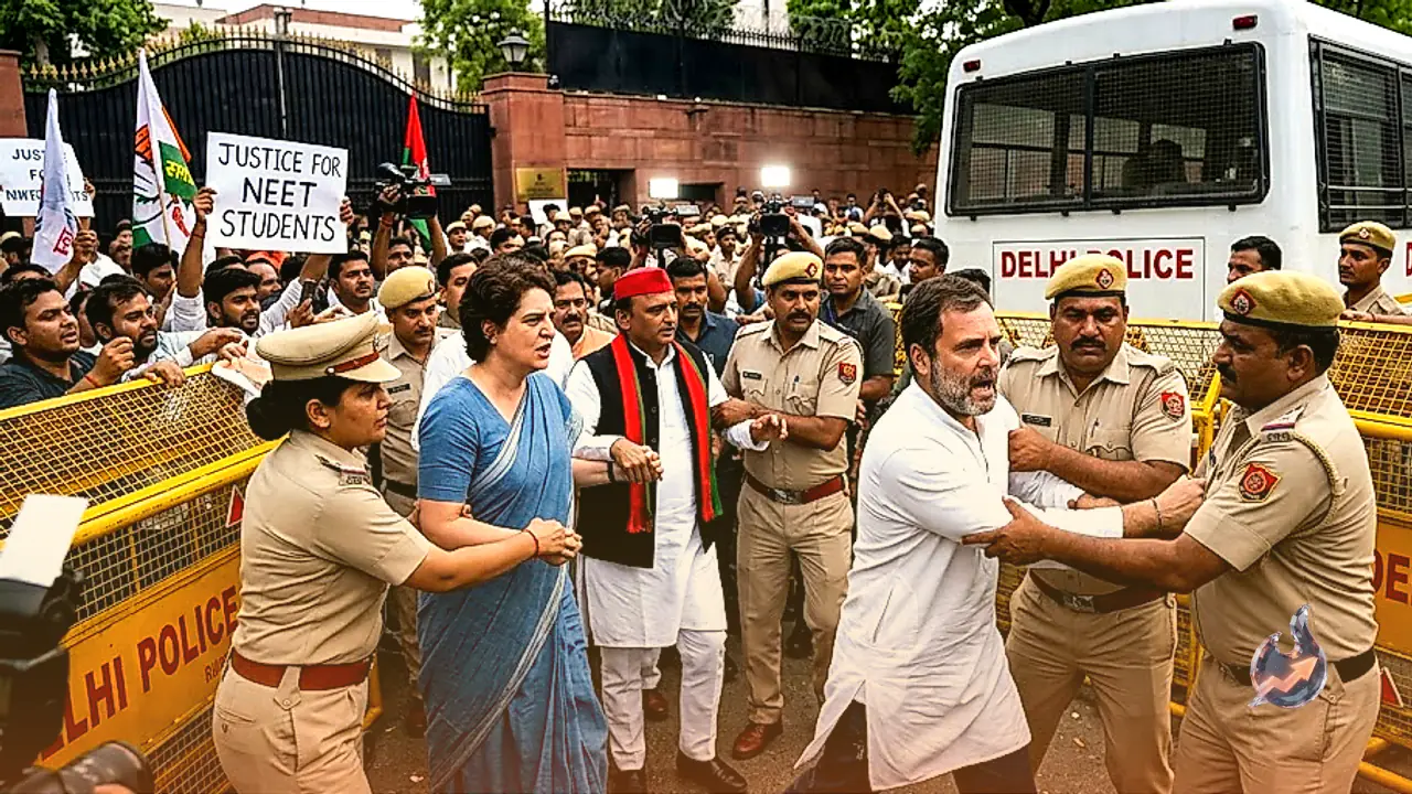Delhi Police Detain Rahul Gandhi, Priyanka and Akhilesh Yadav at NEET Protest