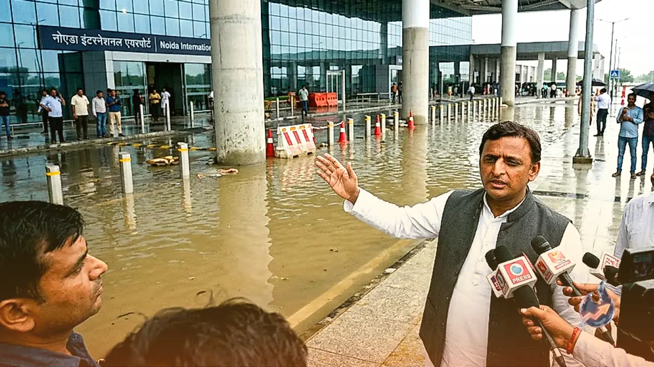 Akhilesh Yadav Slams Infrastructure Quality After Rain Causes Waterlogging at Noida International Airport