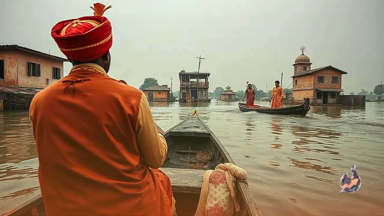 Groom Hemanta Patra Navigates Floodwaters by Boat to Reach Wedding Venue in Odisha