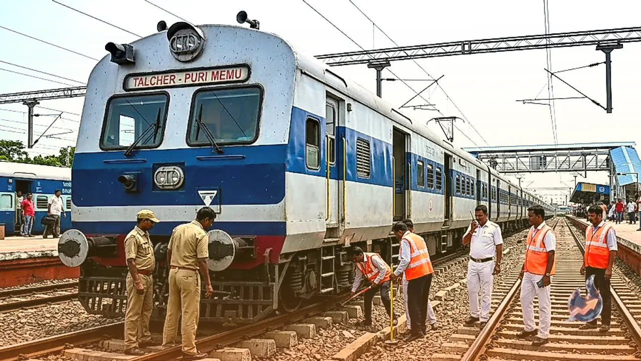 Major Train Mishap Averted in Odisha as Talcher Puri MEMU Passenger Engine Derails Near Station