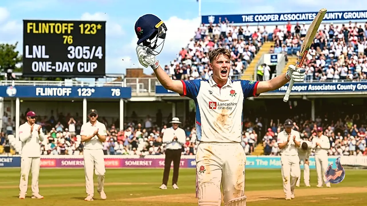 Rocky Flintoff Becomes Lancashire's Youngest Centurion With Explosive 123 Off 76 Balls in One-Day Cup