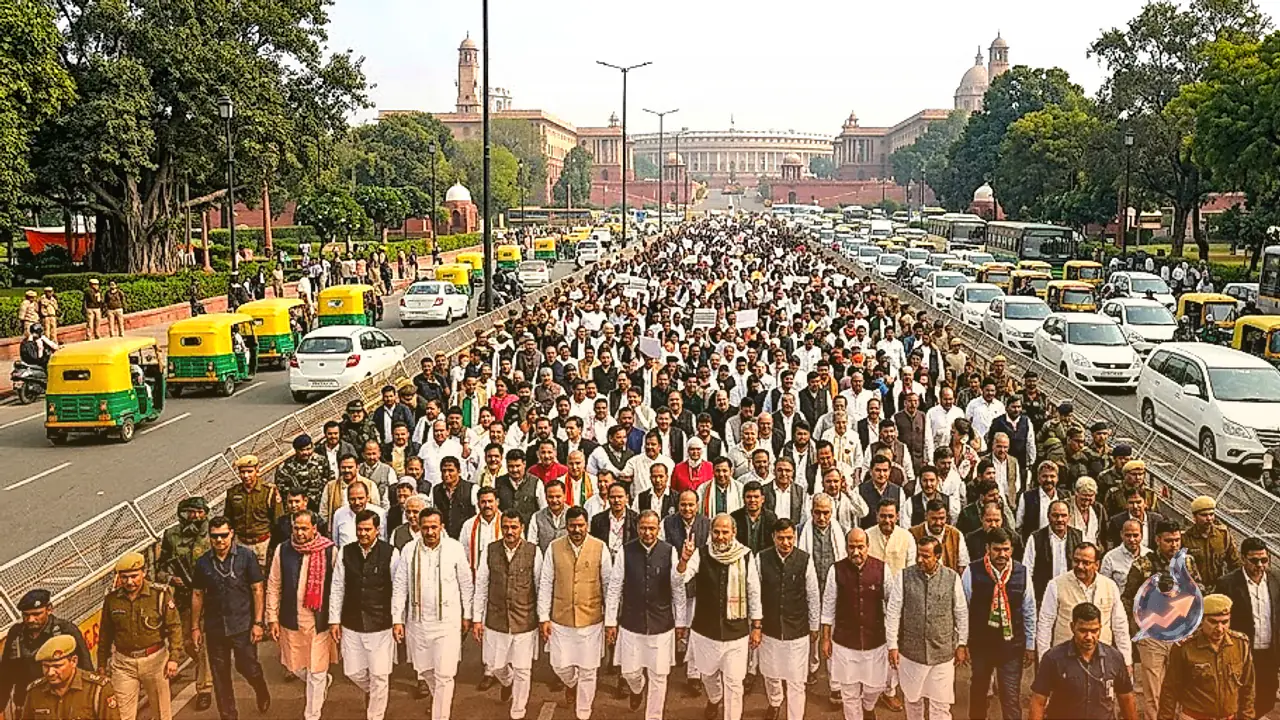 Opposition March from Parliament to Election Commission Prompts Traffic Diversions Across Central Delhi
