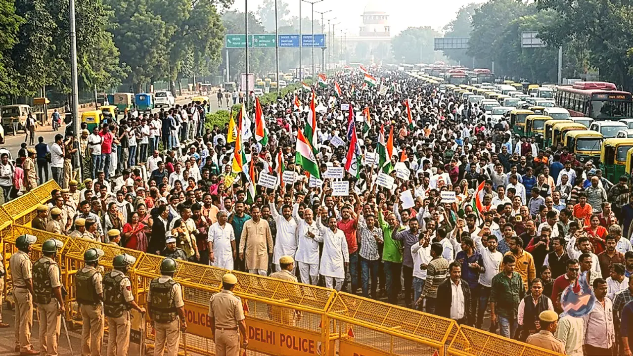 Opposition March to Supreme Court Triggers Massive Delhi Traffic Alert Across 30 Key Junctions
