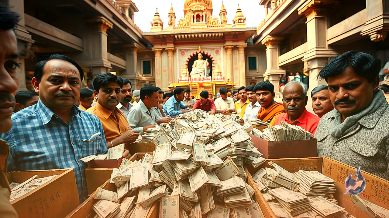 Over 19.41 Lakh Rupees Counted in Currency Notes as Donation Boxes Open at Shri Shanimaharaj Aali Dham in Kapasan