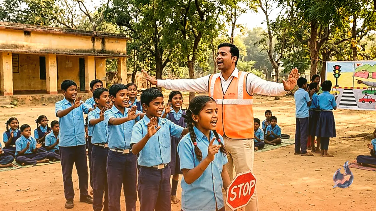 पलामू में गानों और रोचक खेलों से ट्रैफिक नियम सीख रहे स्कूली बच्चे, 35 हजार तक पहुंचा अभियान