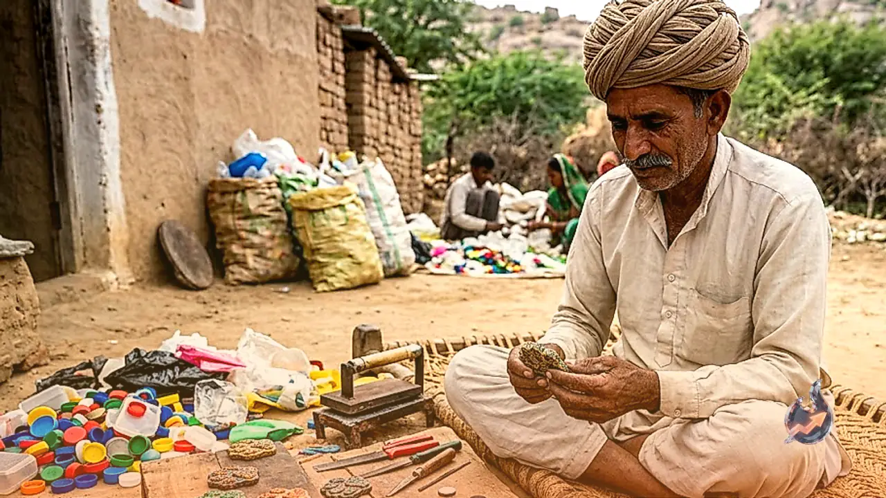 Pali Innovator Kanaram Mewada Turns Plastic Waste into Jawai Leopard Paw Magnets