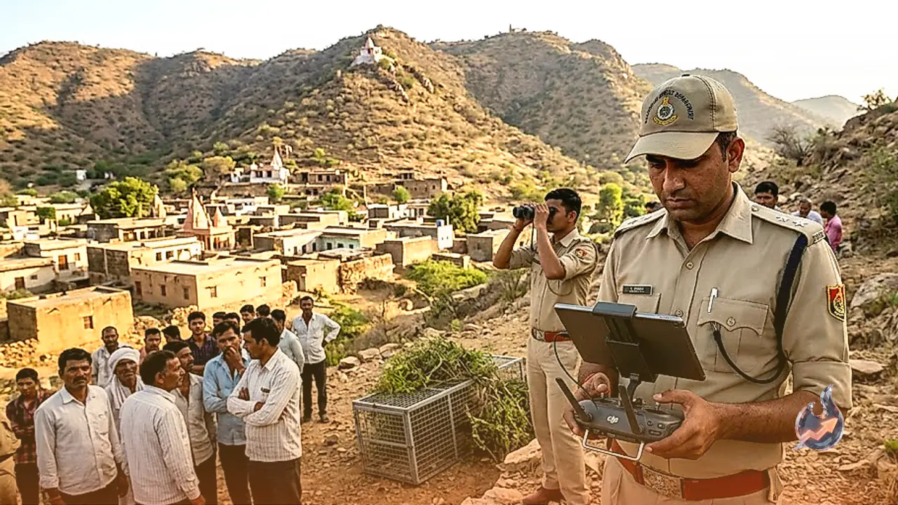 पाली के बांता गांव में तेंदुए की दहशत, ड्रोन कैमरे से तलाश में जुटा वन विभाग