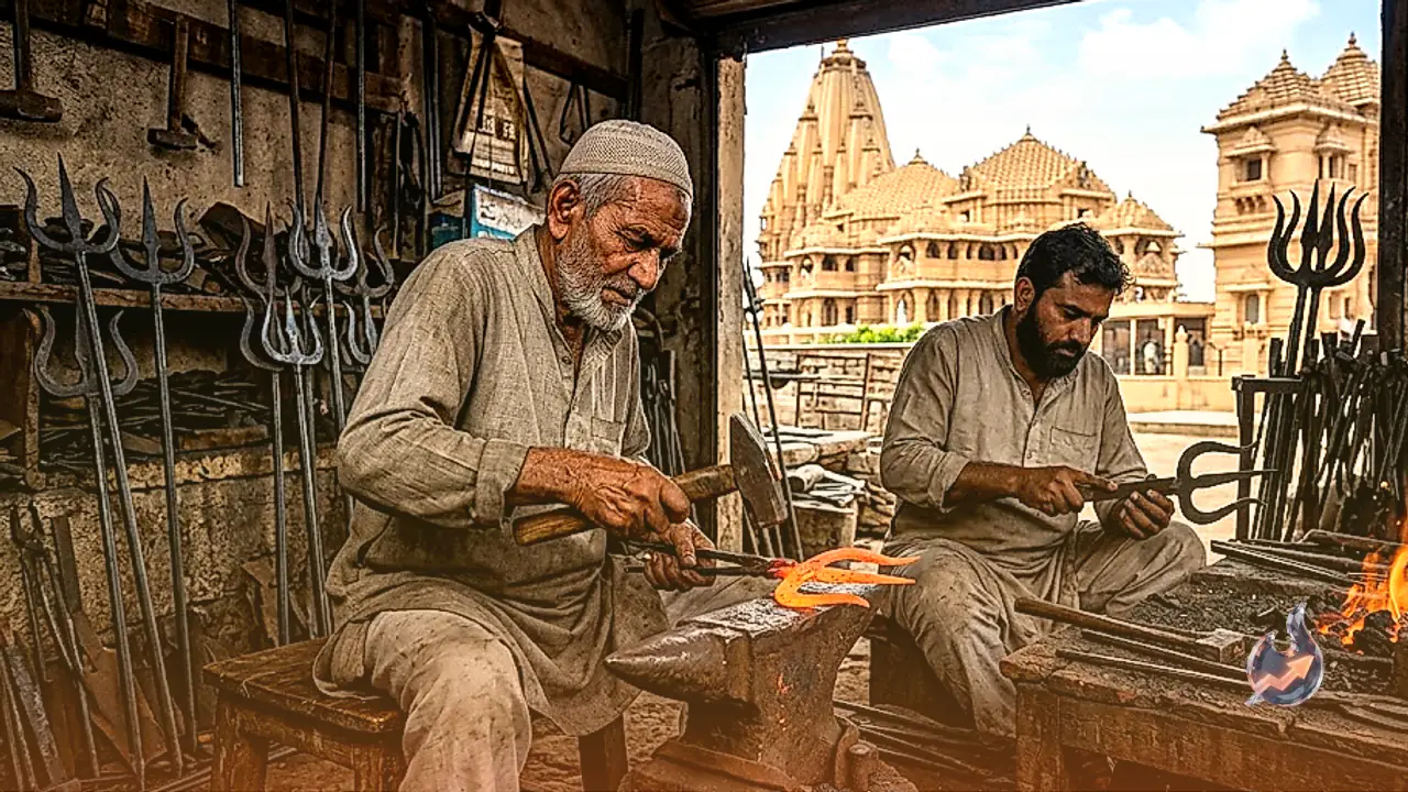 पाली में सोमनाथ मंदिर के पास मुस्लिम कारीगर गढ़ रहे आस्था के प्रतीक त्रिशूल और कुपेड़ा