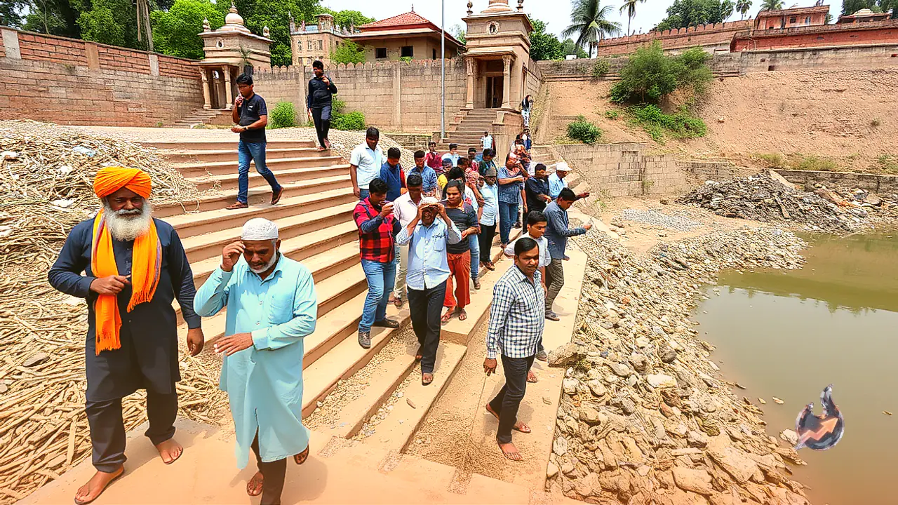 Pandit Jivraj Shrimali Steps Into Pali's Historic Lordiya Pond With Youth Volunteers to Clear Piles of Waste