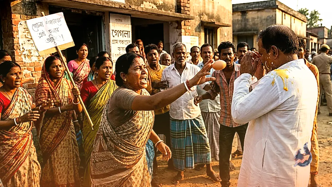 Paschim Bardhaman: Villagers Protest Against Annapurna Bhandar Fund Delays, Target Panchayat Pradhan With Eggs