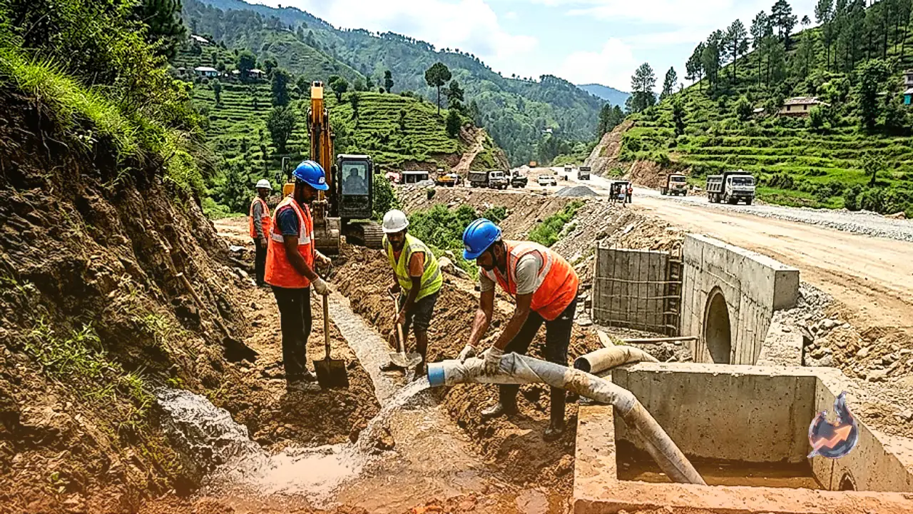 Pathankot-Mandi Highway: Fresh Water Springs Emerge Along Mandi-Padhar Green Field Stretch, NHAI Launches Channelisation