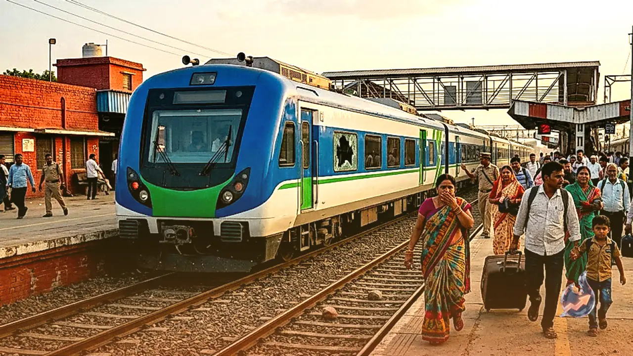 Stones Pelted at India's First Hydrogen Train Near a Jind Station, Passengers Flee in Panic