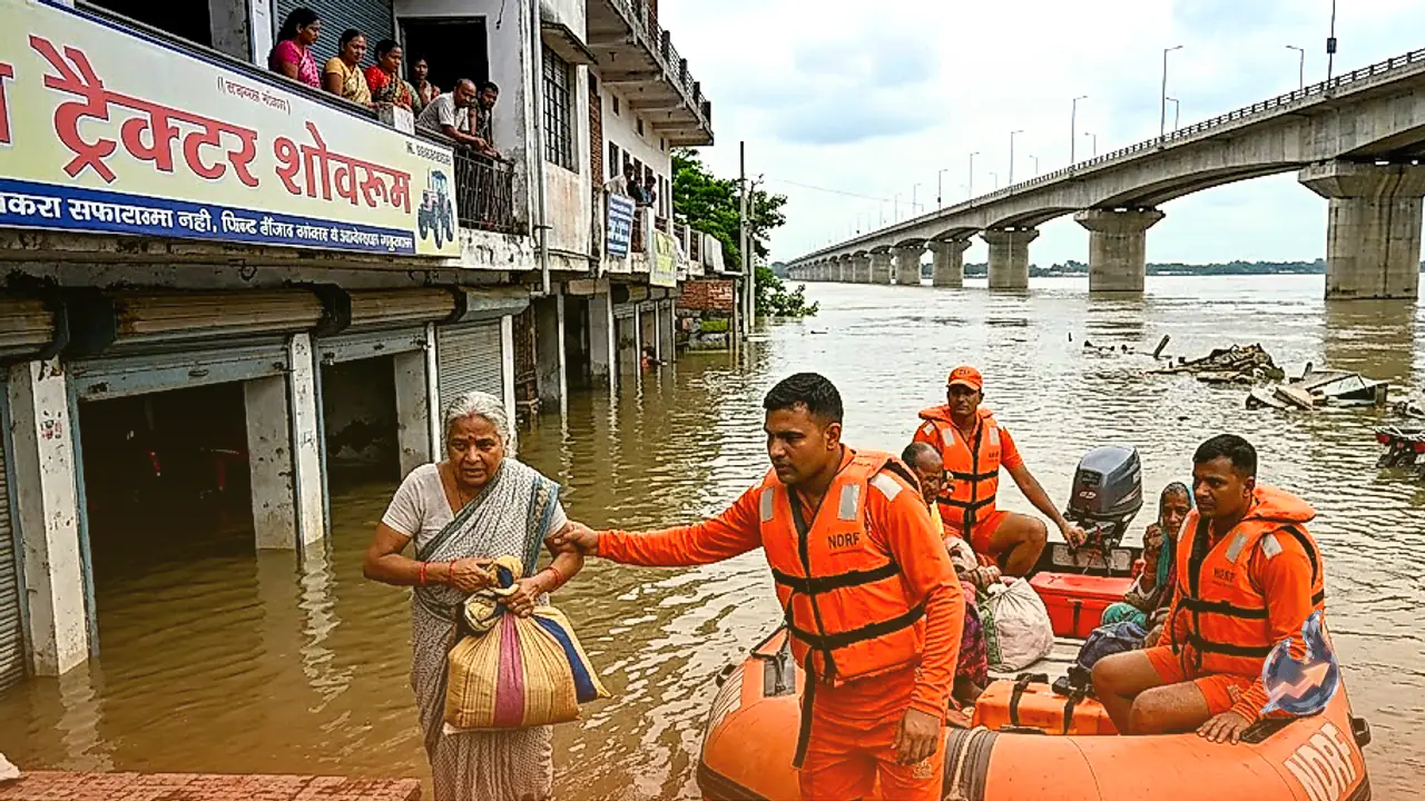 Patna Flooding Worsens: Ganga-Punpun Waters Swamp Tractor Warehouse, Two Missing After Boat Capsizes Near Gandhi Setu
