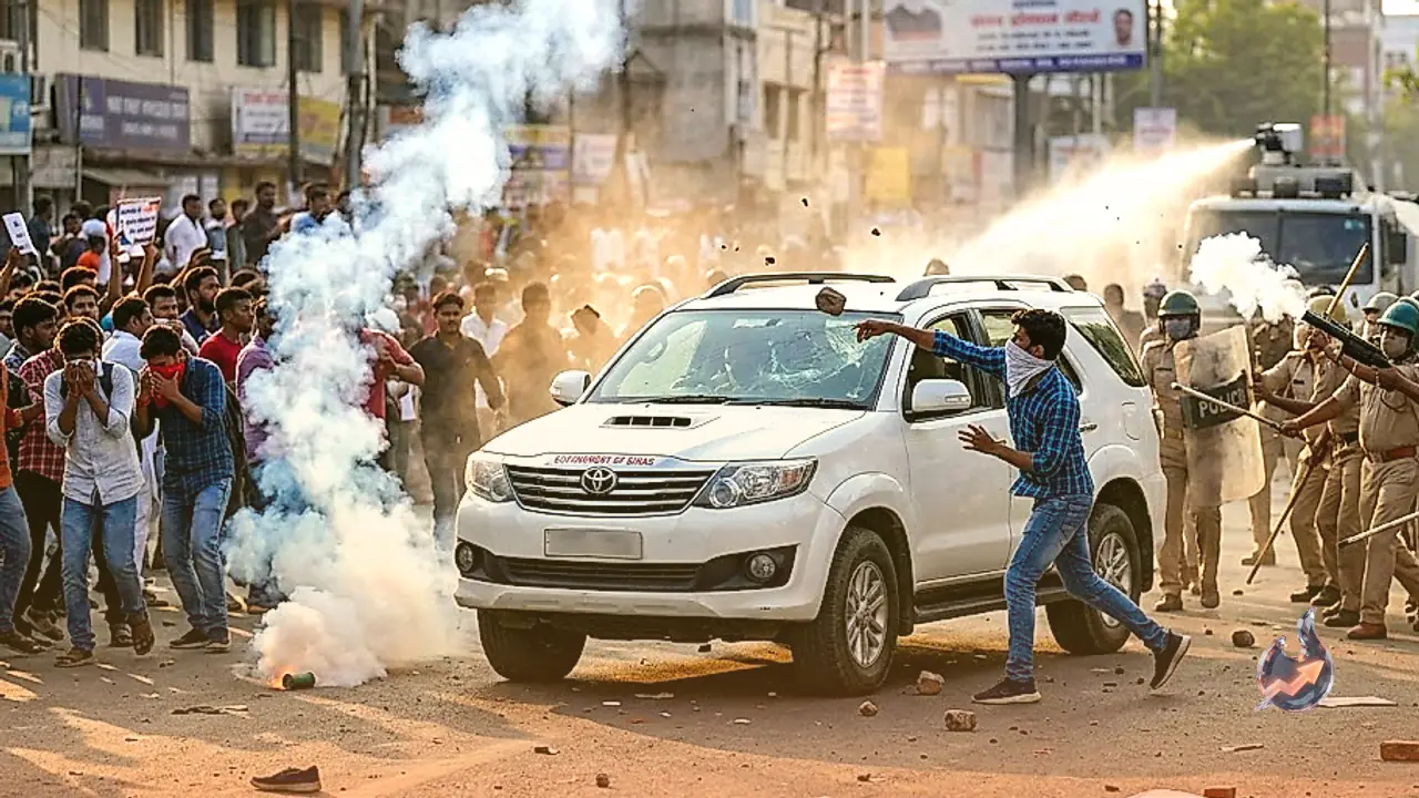 Patna NEET Protest Turns Violent: BJP MLA's Convoy Attacked, Tear Gas Fired