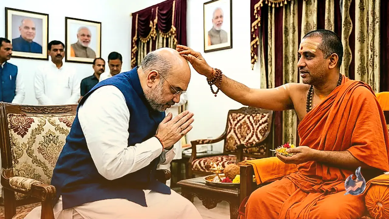 Amit Shah Meets Pejawar Math Seer Vishwaprasanna Teertha in Delhi, Seeks Blessings on 39th Chaturmasya Vrata