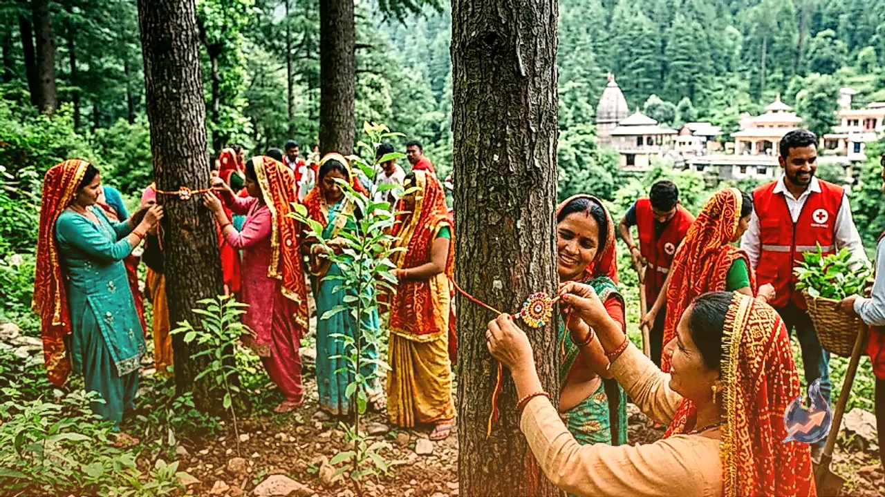 पेड़ों को ऐपण राखी बांधकर स्वर्गाश्रम में पर्यावरण रक्षा का संकल्प, भारतीय रेडक्रॉस सोसायटी ने बागेश्वर में रोपे सैकड़ों पौधे