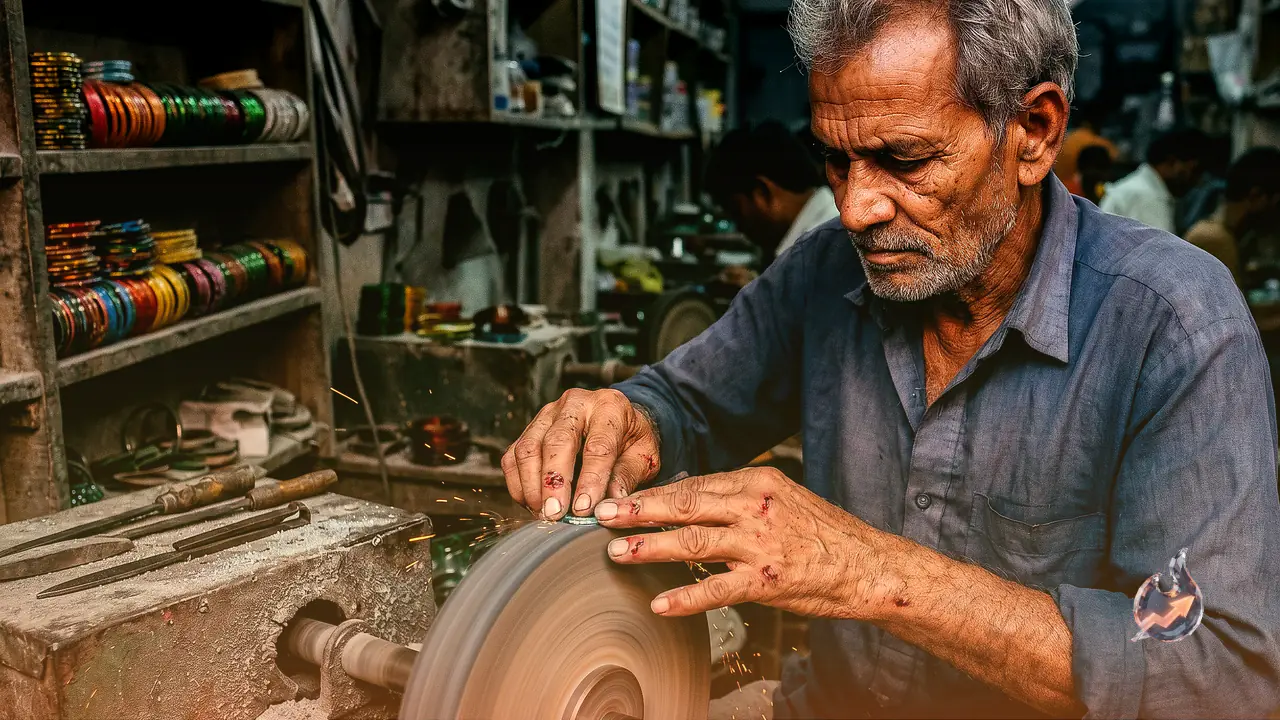 फिरोजाबाद की कांच की चूड़ियां: जान जोखिम में डालकर 1 घंटे में 320 कटिंग, हाथ आते हैं सिर्फ 50 रुपए