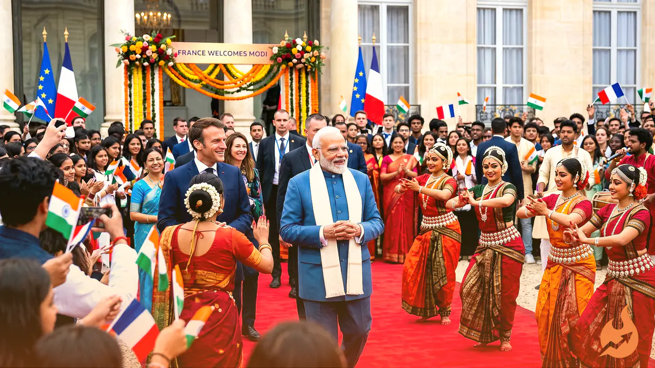 फ्रांस में PM मोदी का भव्य स्वागत, सांस्कृतिक प्रस्तुतियों ने बांधा समां