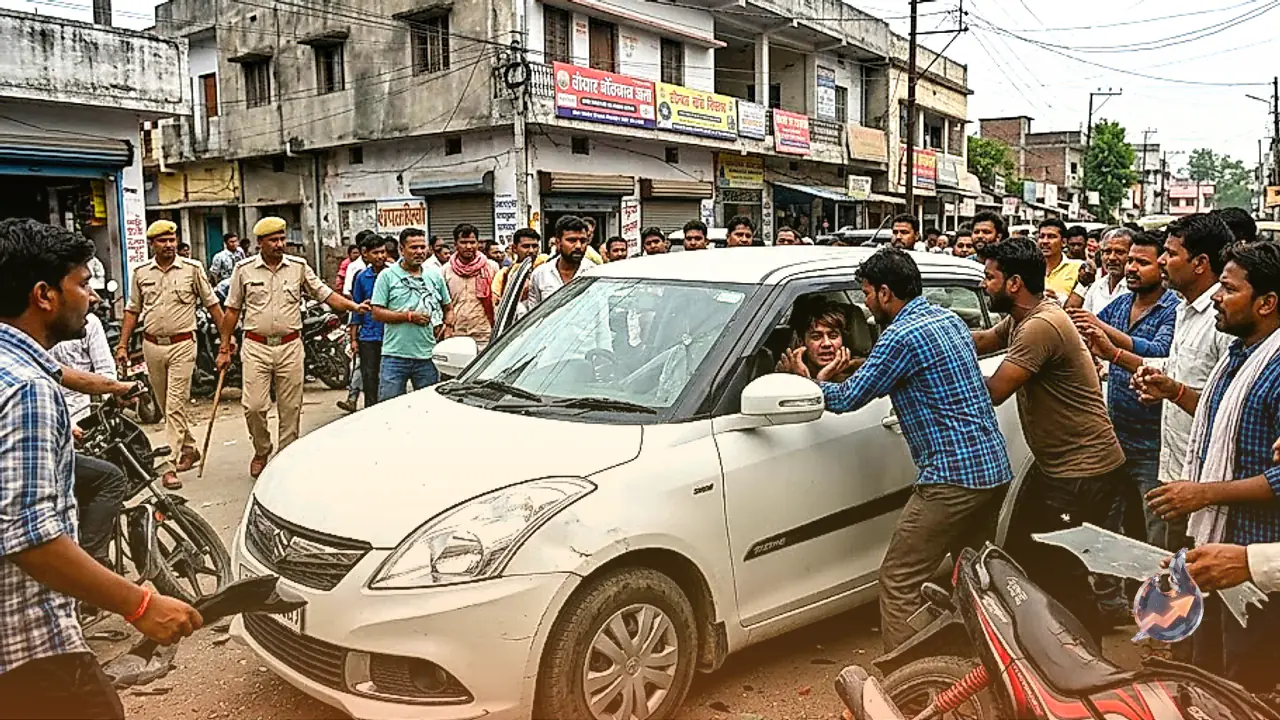 Drunk Car Occupants Rampage in Phulwari Sharif, Hit Multiple Vehicles and Face Public Wrath in Patna