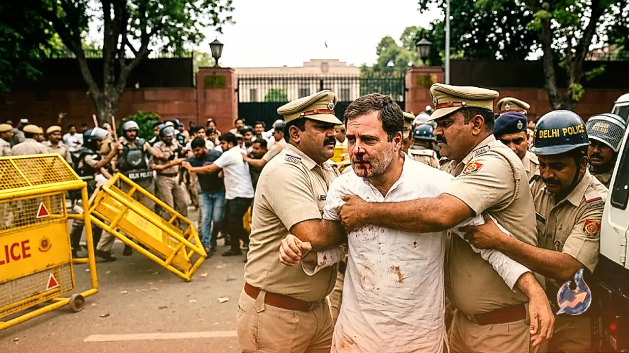 पीएम मोदी के आवास पर बवाल: धरने पर बैठे राहुल गांधी हिरासत में, धक्का-मुक्की में बहा खून