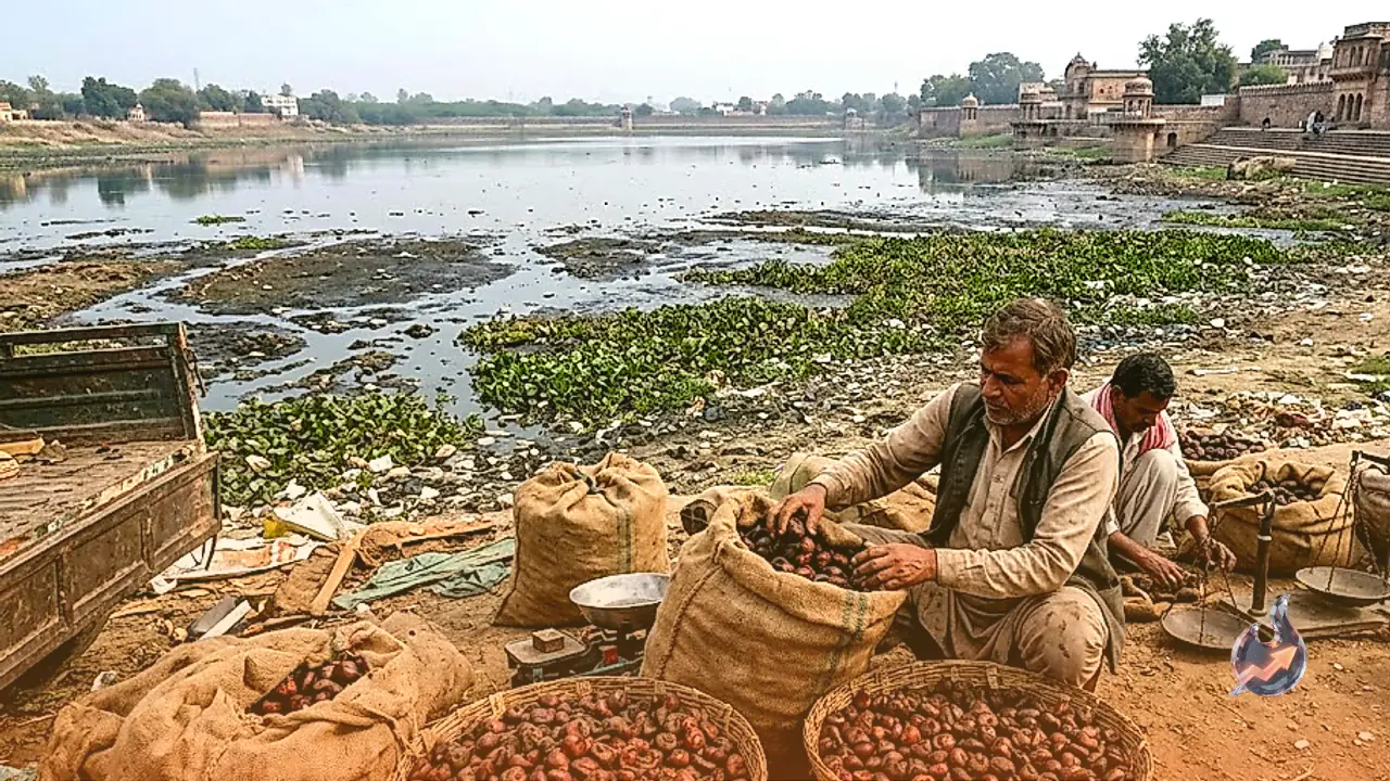 लोरडिया तालाब में पसरी गंदगी ने छीनी पाली के सिंघाड़े की मिठास, बाहरी आवक पर निर्भर हुए बाजार