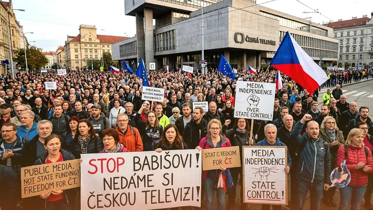 Thousands Take to Prague Streets to Fight Back Against Babiš Government's Public Media Funding Plan