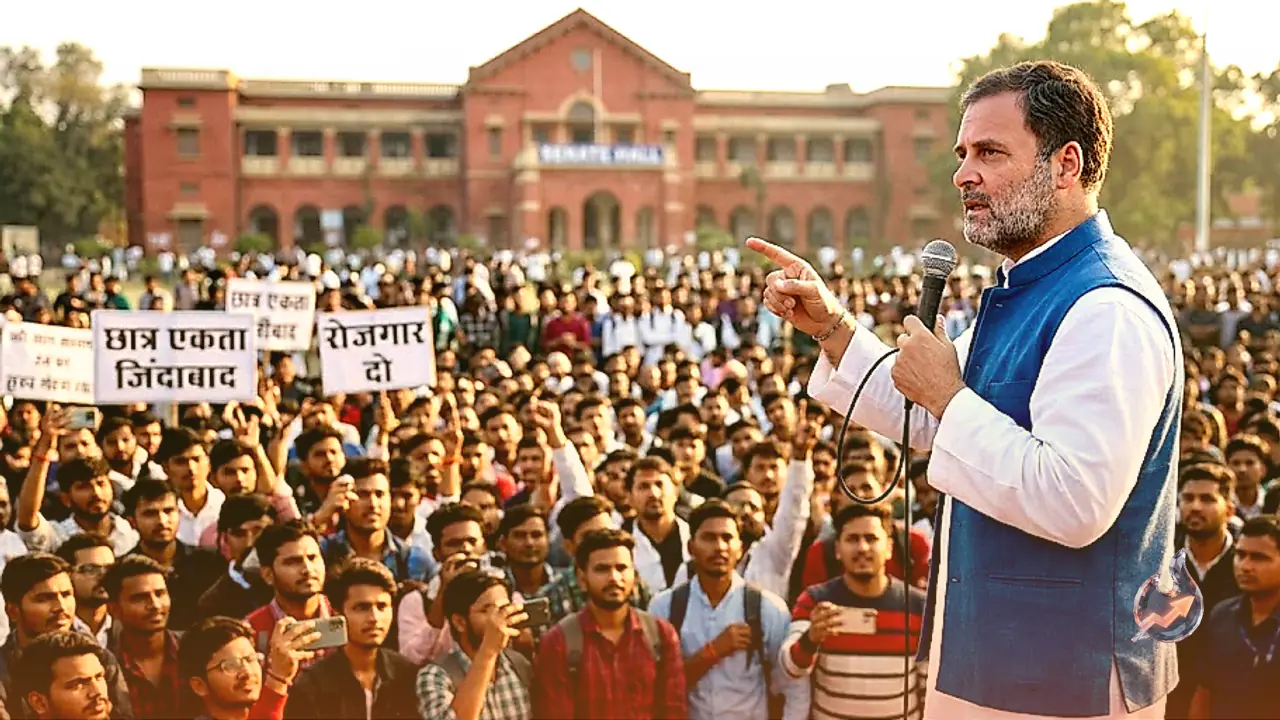 प्रयागराज में छात्रों के बीच पहुंचे राहुल गांधी, सत्ताधारी व्यवस्था और अडानी पर साधा तीखा निशाना