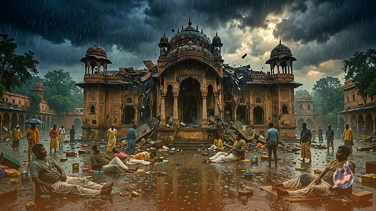 प्रयागराज में स्वामीनारायण मंदिर का बड़ा हिस्सा गिरा, भारी बारिश बनी वजह