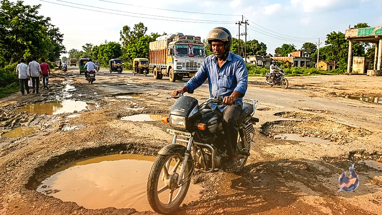 Prayagraj-Mirzapur National Highway 35 Turns Treacherous with Over 20 Craters Threatening Commuters