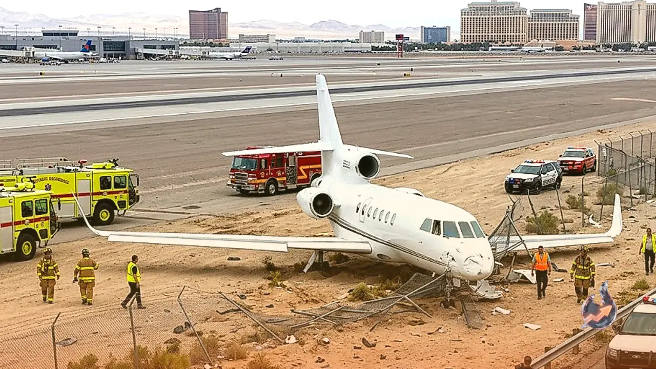 Private Jet Overruns Runway and Hits Boundary Fence During Takeoff in Las Vegas