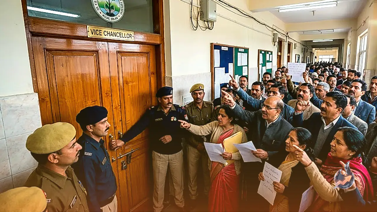 Protest Erupts at Nauni University in Solan as Vice Chancellor Locks Office Fearing Teacher Assault