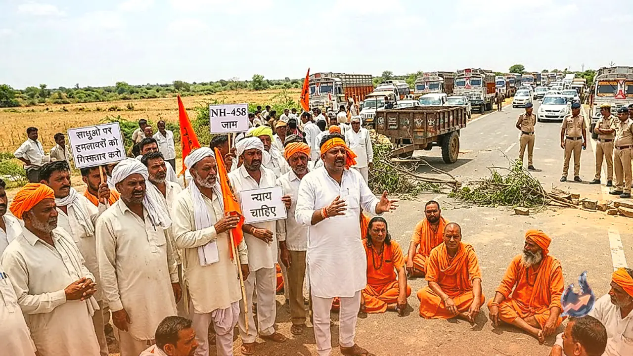 Protest Erupts on NH-458 After Alleged Assault on Monks at Ghadwanada Ashram in Nagaur
