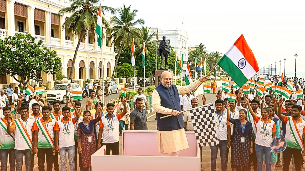 Puducherry Sees Grand Launch of 'Har Ghar Tiranga Yatra' as Amit Shah Praises Youth Commitment to Viksit Bharat