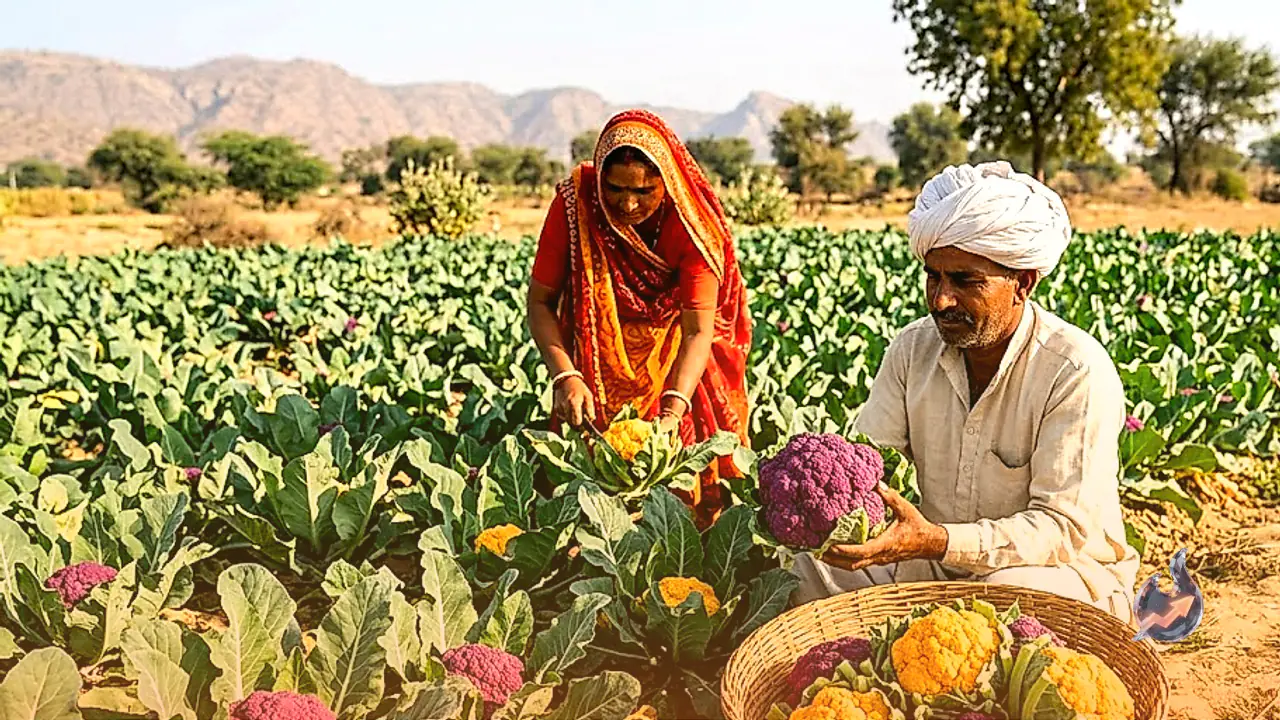 Purple and yellow cauliflower grown organically in Sirohi, Rajasthan boosting farmers income