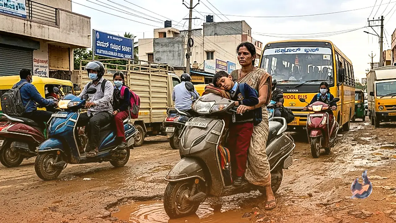 Bengaluru Traffic Nightmare: Varthur-Gunjur Parents Battle Potholes and Two-Hour School Commutes