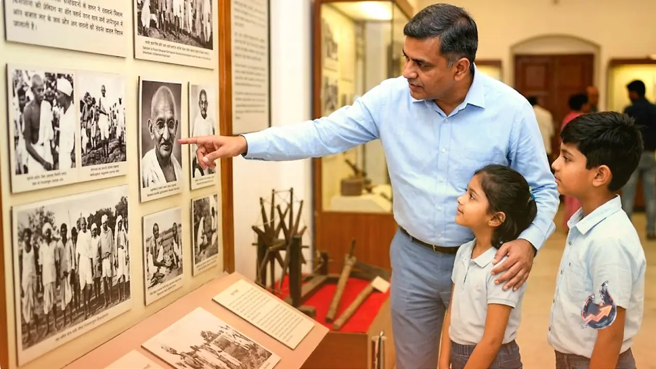 Outgoing East Champaran DM Saurabh Jorwal Spent His Last Day at Gandhi Museum, Teaching His Children About the Champaran Satyagraha