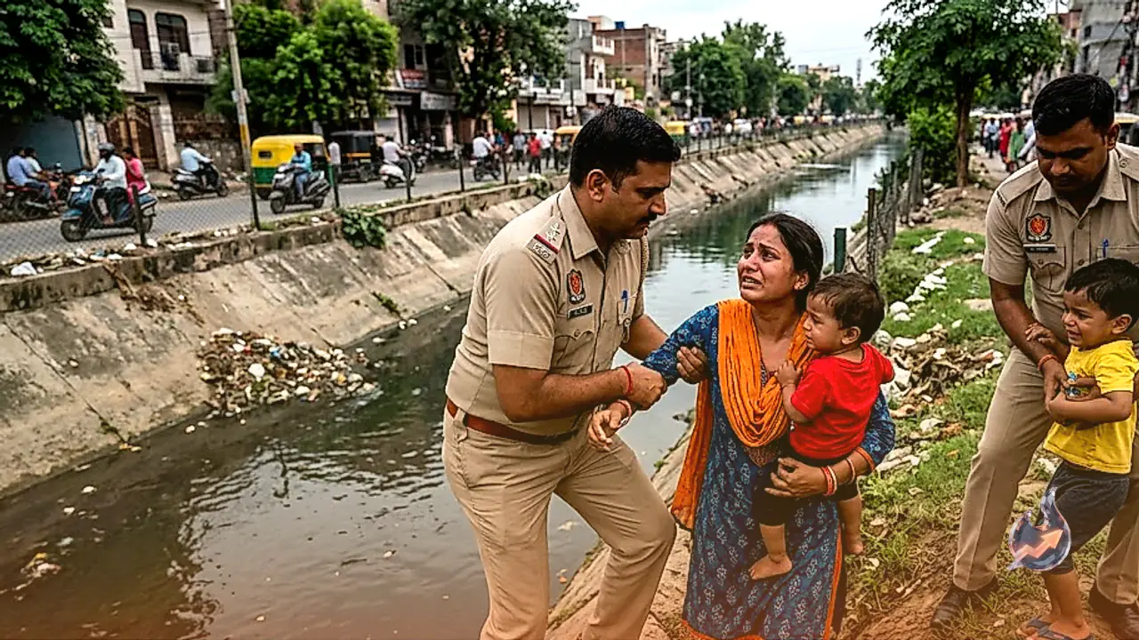 Patrolling Officers Save Mother and Two Toddlers from Leaping into Kondli Canal in East Delhi