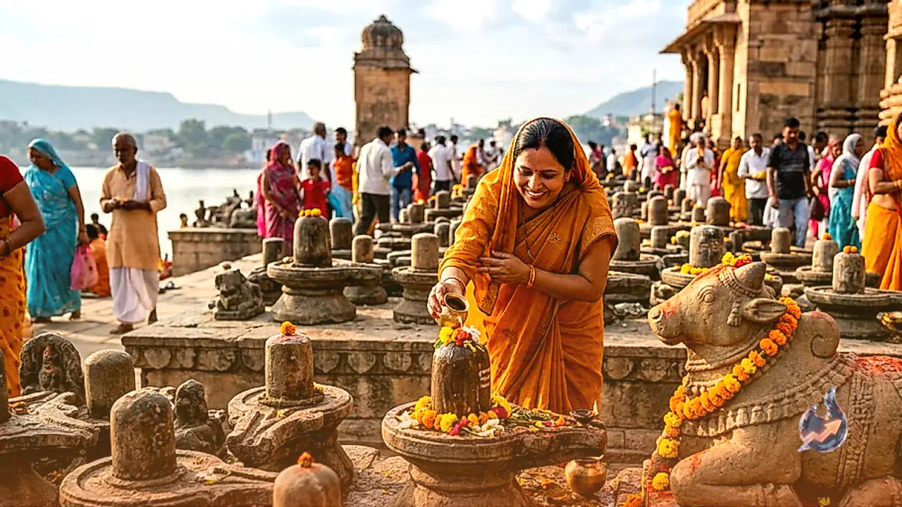 Ancient Pushkar Temple Houses 108 Shivlings and Nandi Statues at Mahadev Ghat for Sawan Pilgrims