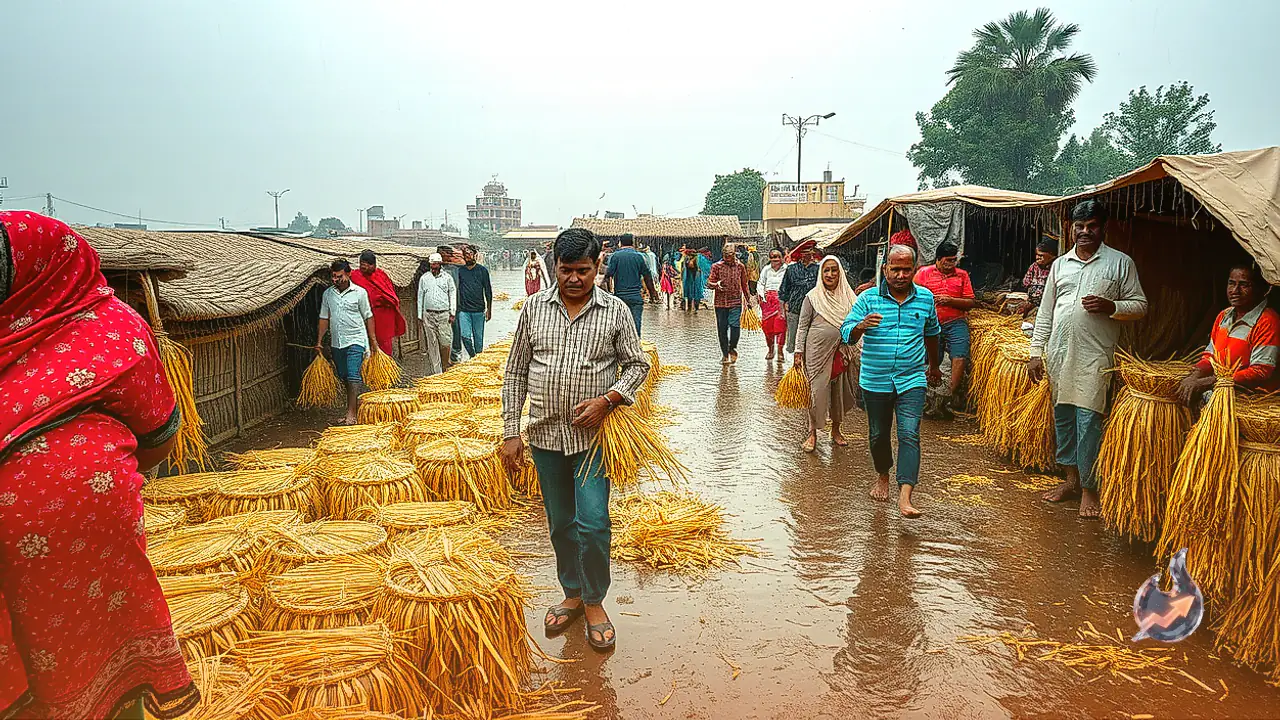 बेमौसम बारिश से बल्लभगढ़ मंडी में भीगा धान, व्यापारियों ने 1,000 रुपये तक गिराए दाम