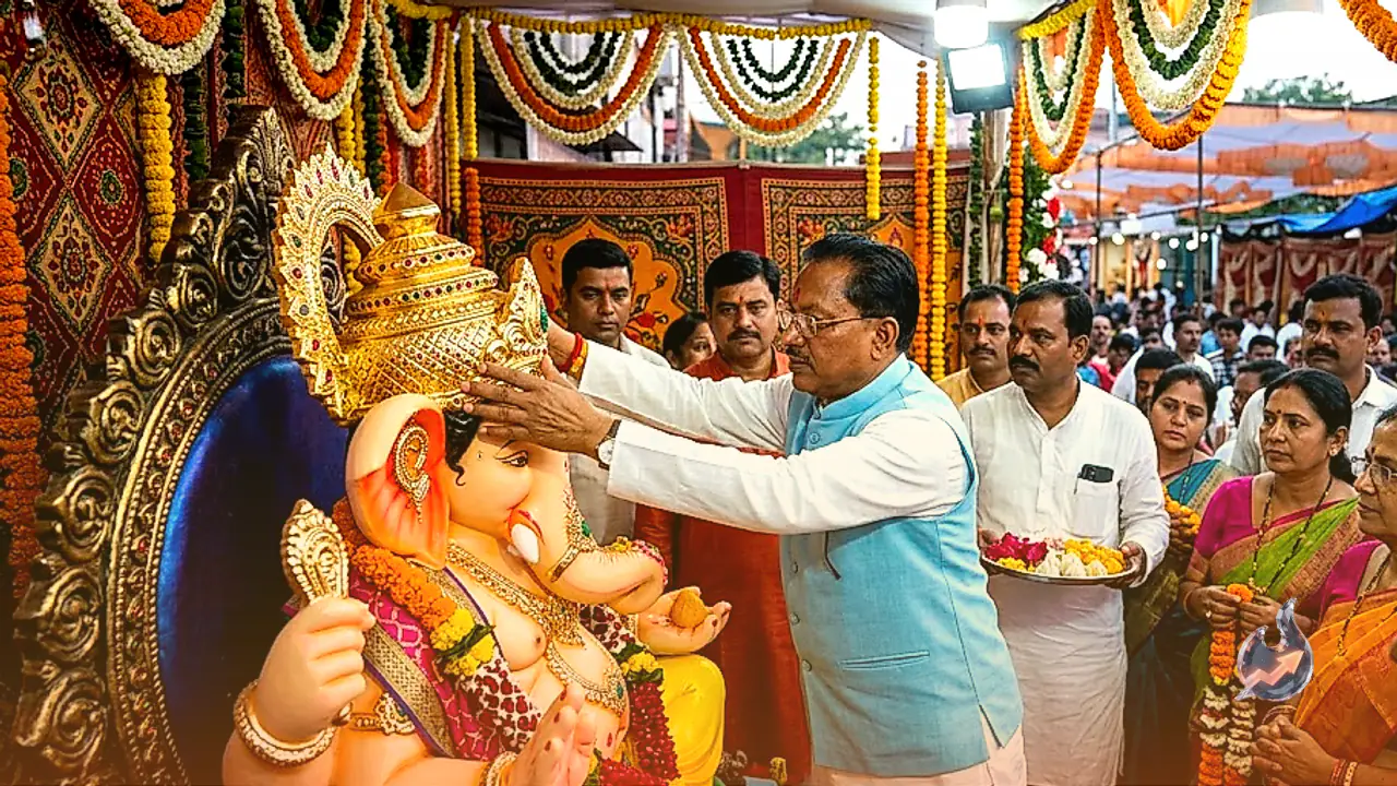 CM Vishnu Deo Sai Offers Rs 1.15 Crore Gold Crown To Lord Ganesha In Raipur