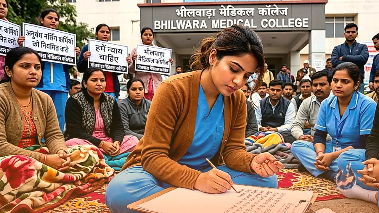 राजस्थान के भीलवाड़ा में संविदा नर्सिंग कर्मियों का उग्र प्रदर्शन, प्रशासन का ध्यान खींचने को अपने रक्त से लिखी चिट्ठी
