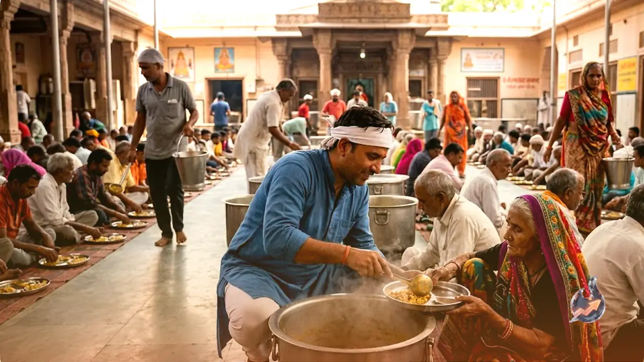 At a Rajasthan shrine known for healing paralysis, devotees themselves feed nearly 3,000 people for free every day