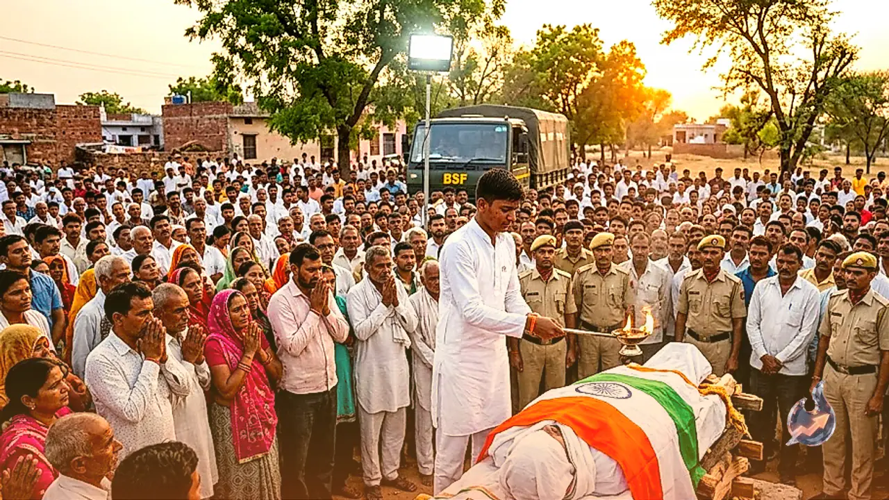 राजस्थान के खंडेला में स्वतंत्रता दिवस की शाम बीएसएफ जवान राकेश कुमार मीणा की अंतिम यात्रा में उमड़ा जनसैलाब, 16 वर्षीय बेटे अंशु ने दी मुखाग्नि