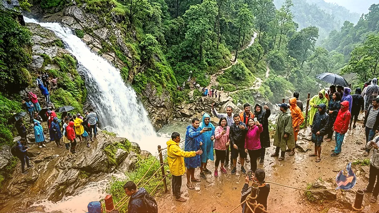 Monsoon Rains Transform Mundawar Hills into Scenic Hotspot as Tourists Surge to Chhadar Waterfall