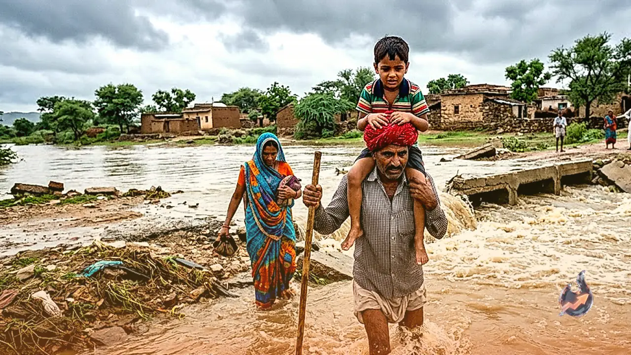 Torrential Rains Sever Connectivity and Force Dangerous Crossings in Pali District of Rajasthan